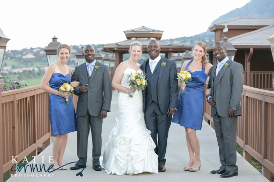 Bridal party, Cheyenne Mountain Resort, bridge, interracial
