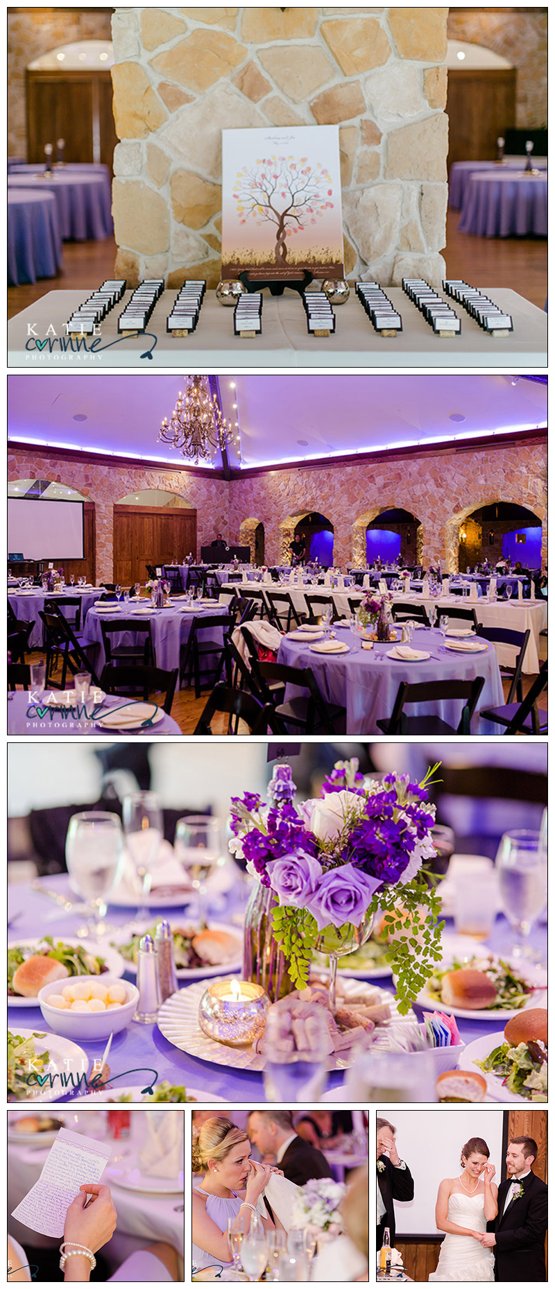 lavender wedding reception, purple uplighting wedding reception, vineyard themed wedding, Baldoria on the water wedding reception, amazing reception details